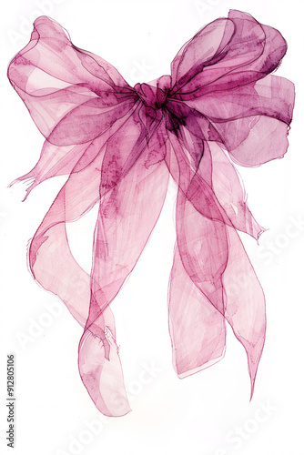 Wallpaper Mural Detailed Artistic Illustration of Elegant Pink Silk Ribbon Bow with Soft Folds and Textures, Perfect for Fashion and Decoration Designs Torontodigital.ca
