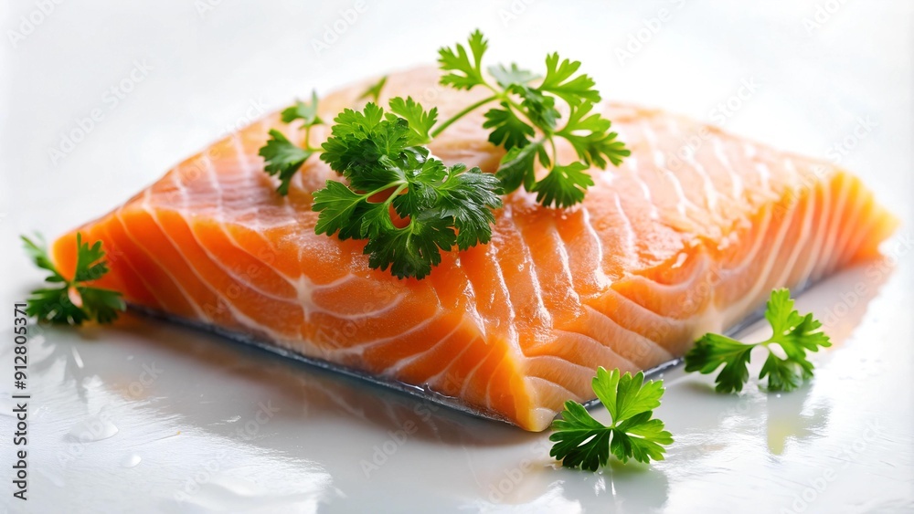 A Vibrant Composition of Raw Salmon and Fresh Herbs Generative AI A Vibrant Composition of Raw Salmon and Fresh Herbs Generative AI