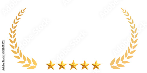 gold laurel with 5 star png