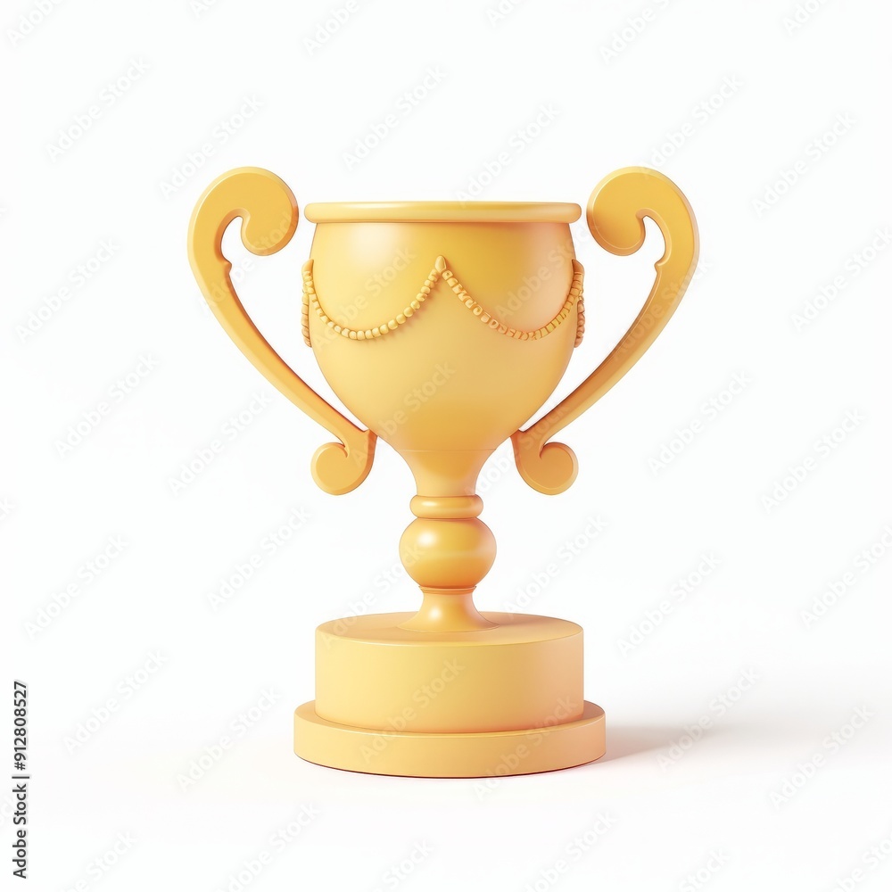 3D cartoon golden trophy isolated on white background. AI generative 3D cartoon golden trophy isolated on white background. AI generative