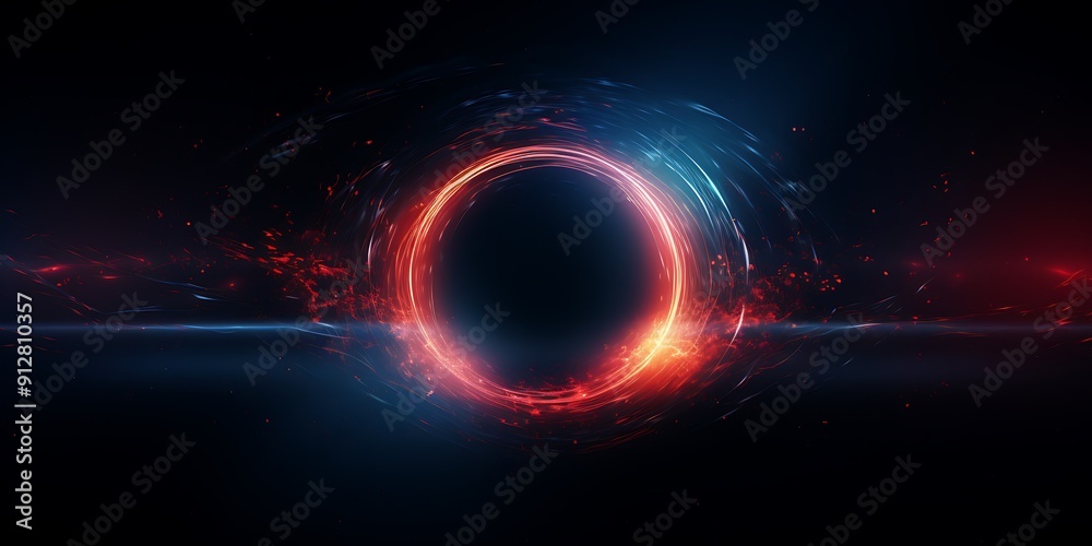 Black hole in the center of green glowing dots on dark background vector illustration. Black hole in the center of green glowing dots on dark background vector illustration.