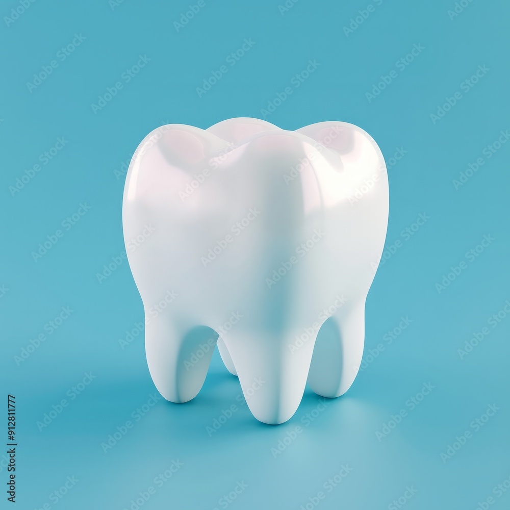 3D cartoon tooth isolated on blue background. AI generative 3D cartoon tooth isolated on blue background. AI generative