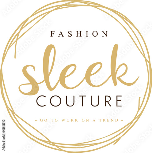Hand drawn fashion woman logo with the name sleek couture. AI generative.
