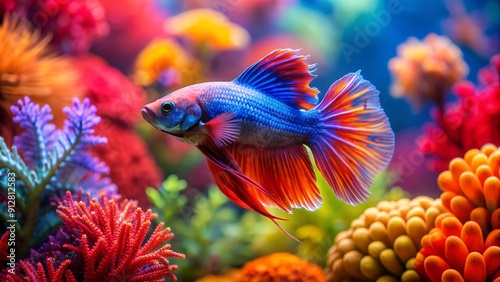 Betta Fish in a Coral Reef  Generative AI