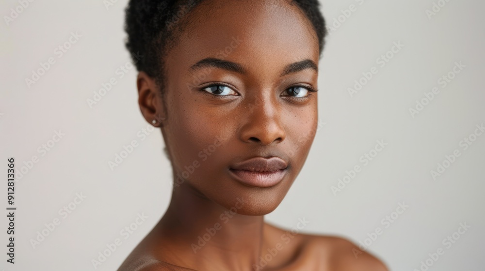 Model with radiant, flawless skin, posing confidently for the camera Model with radiant, flawless skin, posing confidently for the camera