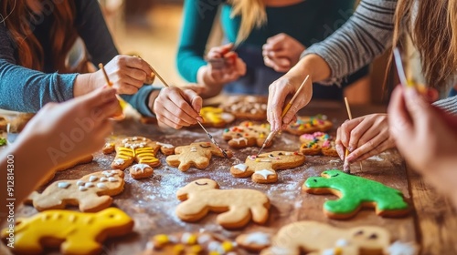 Animal Cookie Decorating Party: A group of friends decorating animal-shaped cookies together
