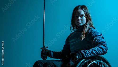 Wheelchair Athlete Fencing in Paralympics Action paralympic photo