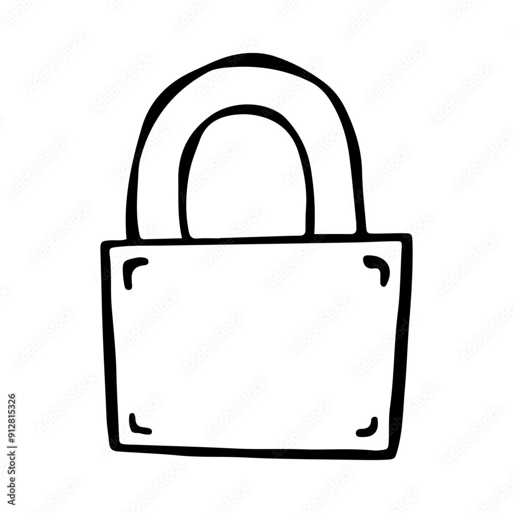 Hand-Drawn Doodle Lock. Hand drawn Padlock sketch style. Locked Padlock Drawing, security concept art. Hand-Drawn Doodle Lock. Hand drawn Padlock sketch style. Locked Padlock Drawing, security concept art.
