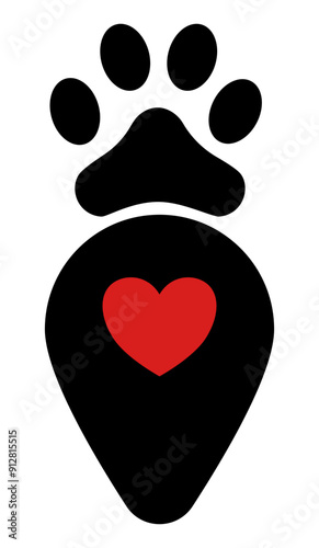 Pet friendly logo gps icon, map pin.