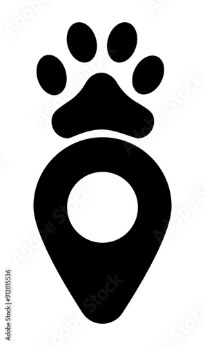 Pet friendly logo gps icon, map pin.