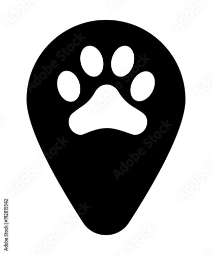 Pet friendly location gps icon, map pin.