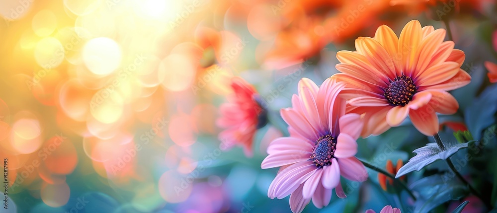 Close-up of vibrant flowers with a beautiful bokeh background, capturing the essence of spring and nature's colorful beauty.