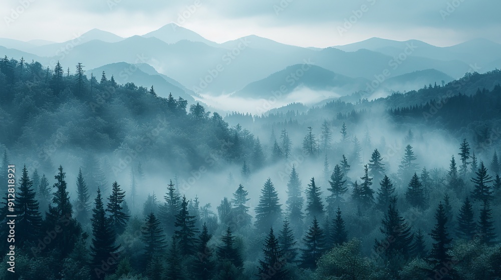 Abstract foggy mountain landscape Abstract foggy mountain landscape