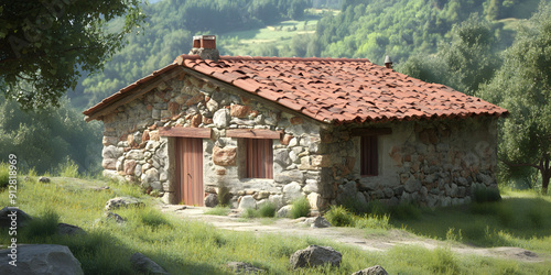 Rustic stone cottage situated in the countryside