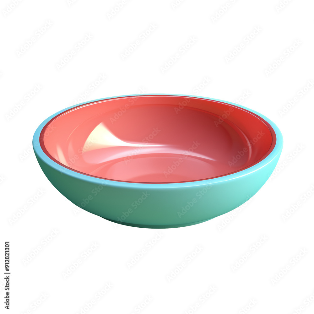 A turquoise bowl with a red interior, isolated on a transparent background A turquoise bowl with a red interior, isolated on a transparent background