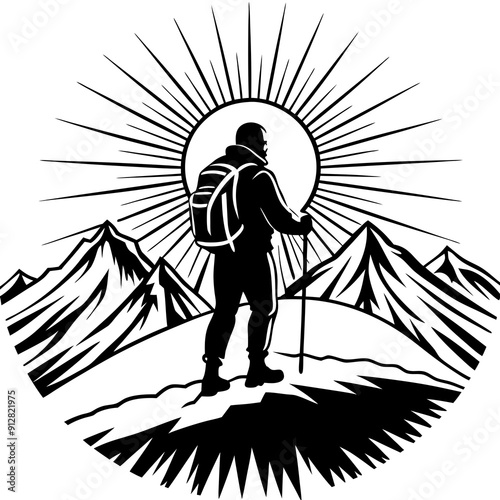 A hiker standing art vector illustration