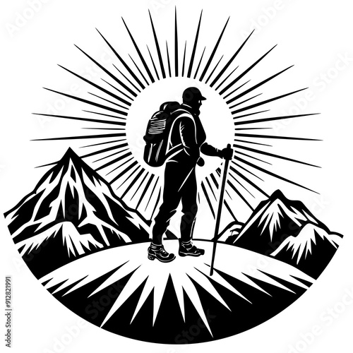 A hiker standing art vector illustration