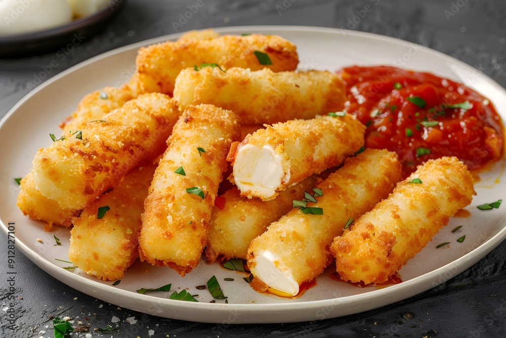 Crispy Fried Cheese Sticks with Tomato Sauce Crispy Fried Cheese Sticks with Tomato Sauce