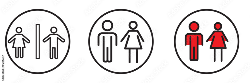 Toilet icon set vector. Girls and boys restrooms sign and symbol. bathroom sign. wc, lavatory Toilet icon set vector. Girls and boys restrooms sign and symbol. bathroom sign. wc, lavatory