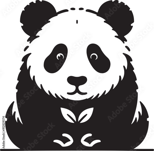 Minimal Panda silhouette vector illustration photo