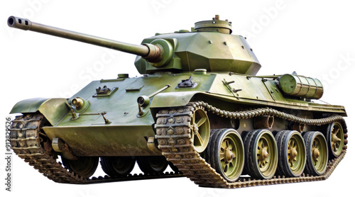 Green military tank isolated isolated on transparent background