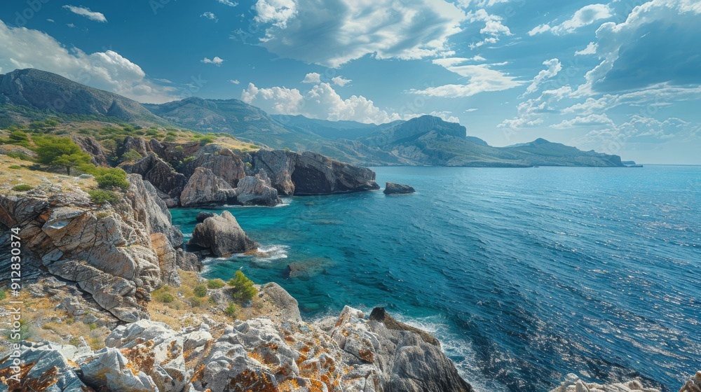 In clear weather, the rocky Mediterranean coast. In clear weather, the rocky Mediterranean coast.