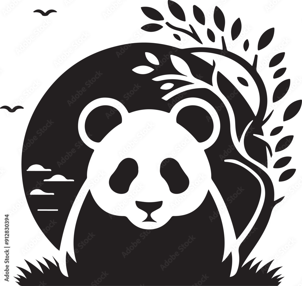 Minimal Panda silhouette vector illustration Minimal Panda silhouette vector illustration