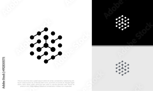 Abstract artificial intelligence logo. Innovative high tech logo template. Smart computer. machine learning. Cognitive logo. Technology Logo.