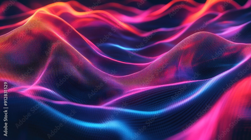 Fototapeta premium Futuristic tech waves with neon accents, digital abstract