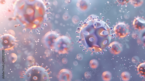 illness respiratory coronavirus 2019-ncov flu outbreak 3D medical illustration. Microscopic view of floating influenza virus cells design