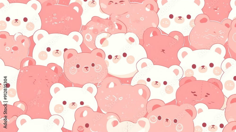 Cute pink teddy bear pattern and white texture, seamless design, adorable cartoon character concept for kids in digital world Cute pink teddy bear pattern and white texture, seamless design, adorable cartoon character concept for kids in digital world