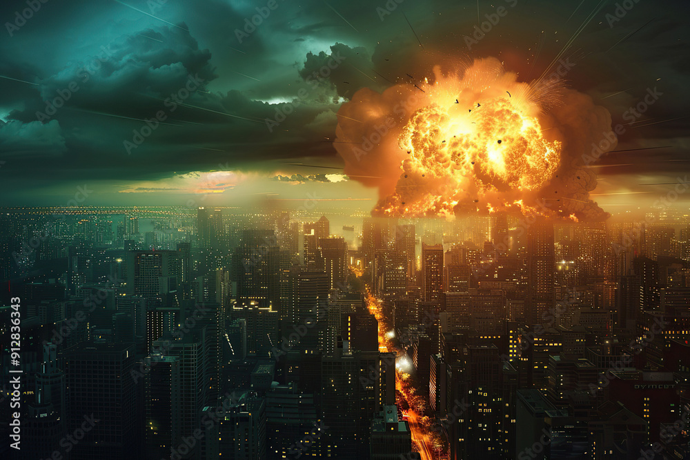 Generative ai on theme of scary nuclear explosion in outdoor, mushroom cloud of nuclear weapons Generative ai on theme of scary nuclear explosion in outdoor, mushroom cloud of nuclear weapons