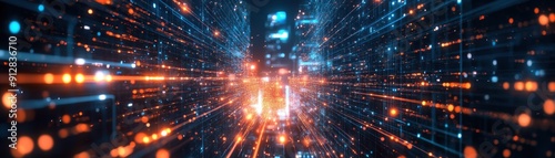 Wallpaper Mural Digital network overlay in a futuristic smart city  Torontodigital.ca