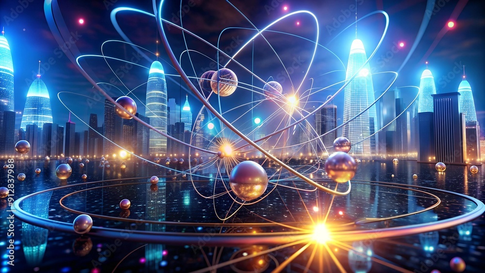 A Vibrant Depiction of Electron Orbitals in a Futuristic Setting Generative AI A Vibrant Depiction of Electron Orbitals in a Futuristic Setting Generative AI