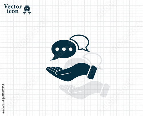 Vector dark color icon with shadow on light checkered background