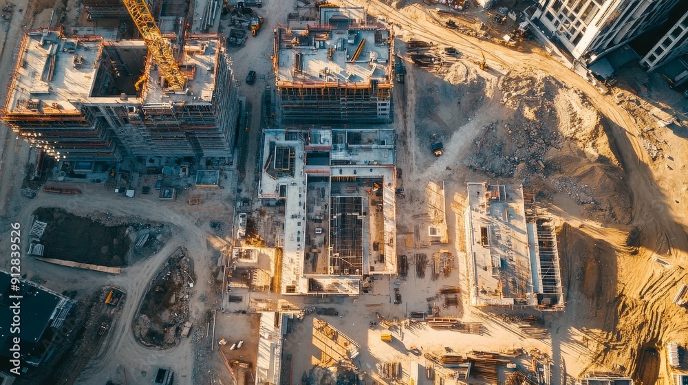 Aerial Snapshot of a Dynamic Construction Site