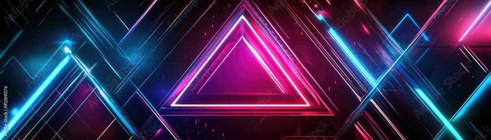 Geometric neon patterns with a dark background, futuristic design Geometric neon patterns with a dark background, futuristic design