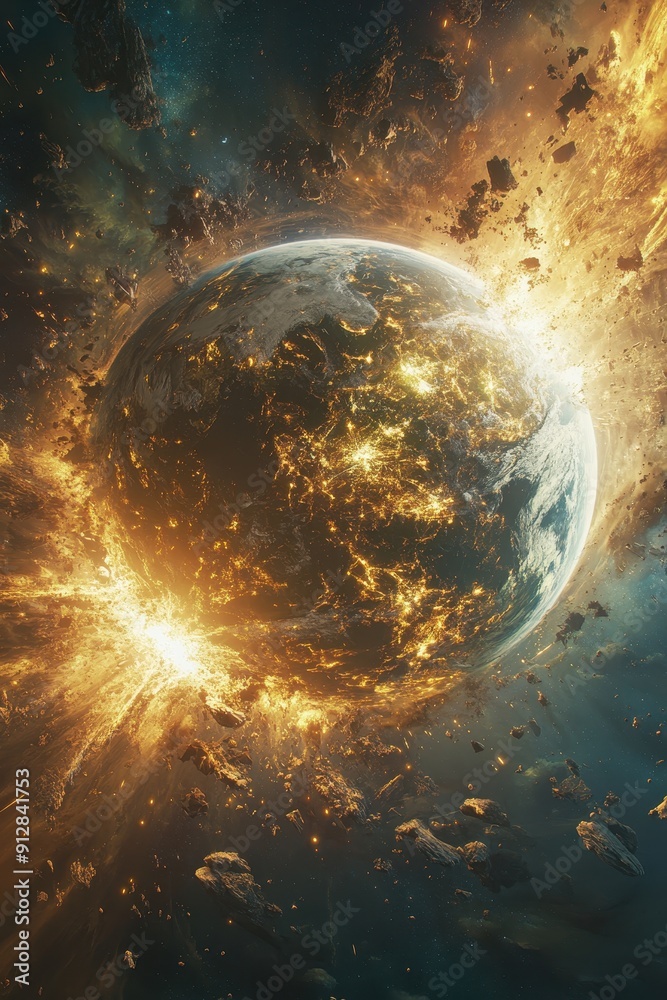 Obraz premium Earth and Metaverse 