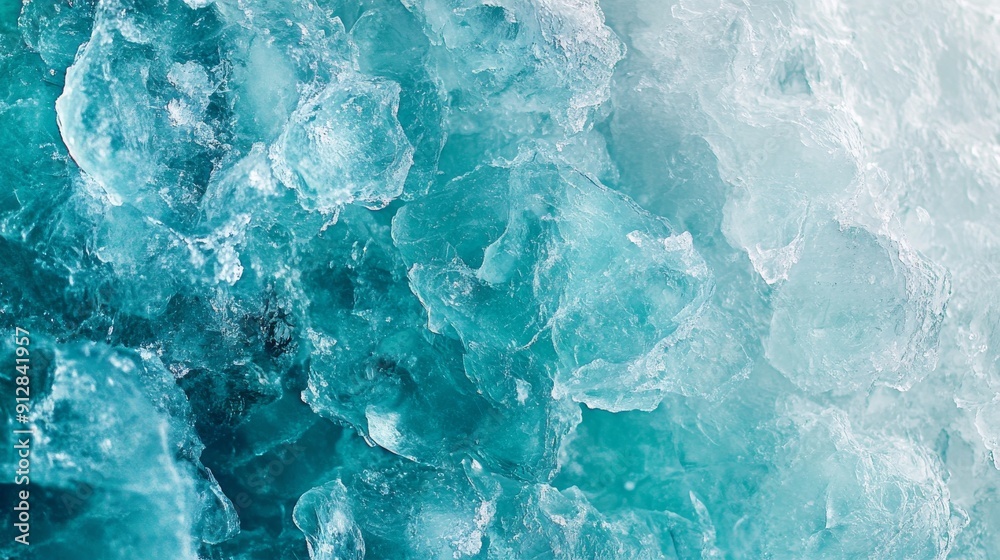 Fototapeta premium Captivating icy blue aquamarine crystals with frosty appearance and intricate details, perfect for winter-themed designs and mineral collections, stone texture background