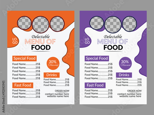 creative restaurant delicious food menu card design and template layout