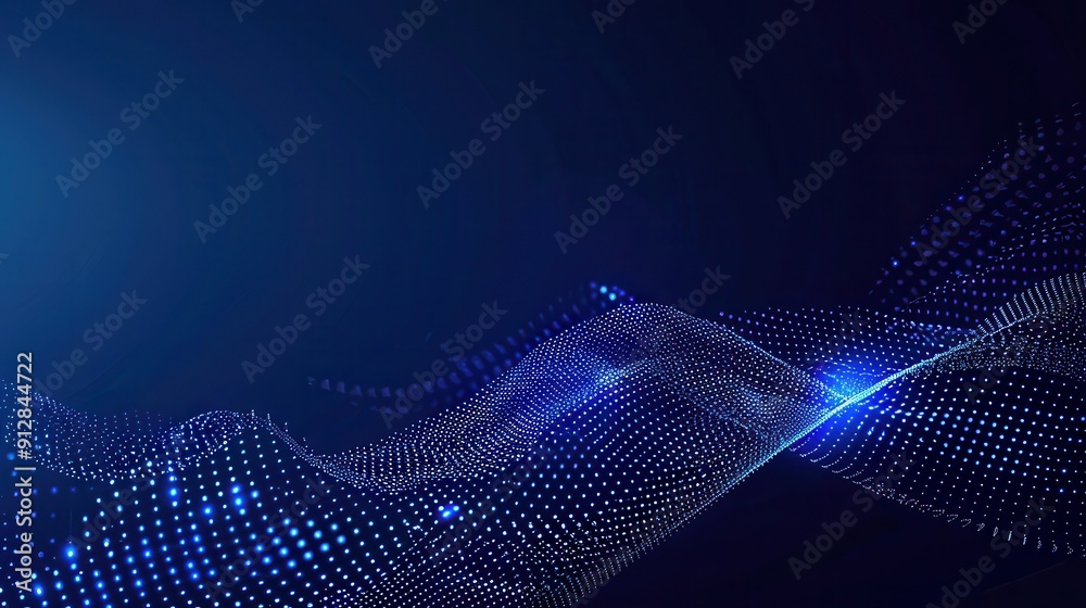 A mesmerizing abstract wave of digital dots in glowing blue tones, perfect for technology or innovation themes. A mesmerizing abstract wave of digital dots in glowing blue tones, perfect for technology or innovation themes.