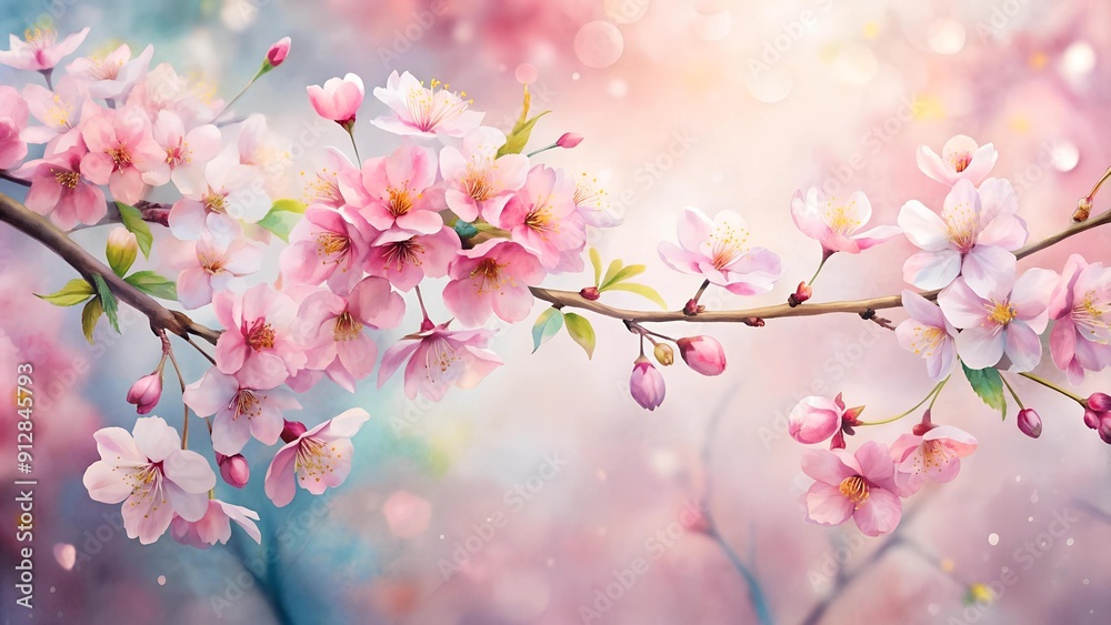Ephemeral Beauty: A Watercolor Symphony of Cherry Blossoms Generative AI Ephemeral Beauty: A Watercolor Symphony of Cherry Blossoms Generative AI