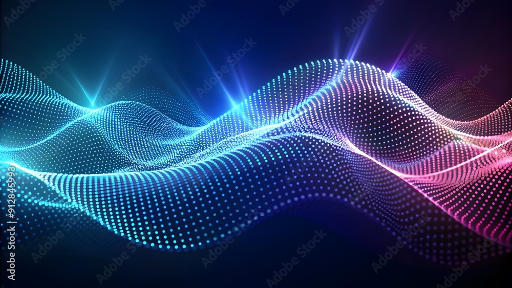 Abstract digital wave of particles. Futuristic point wave. Technology Colorful Background Abstract digital wave of particles. Futuristic point wave. Technology Colorful Background