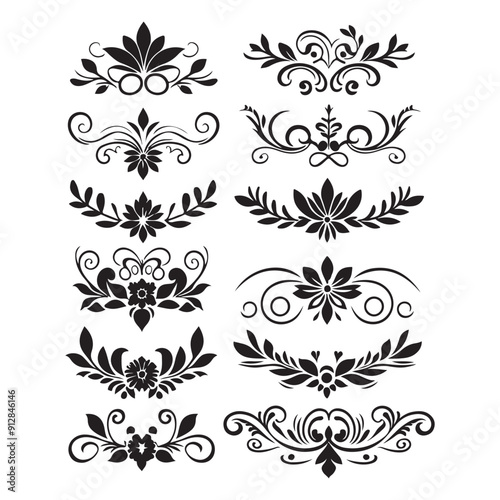  Illustrator Artwork Decorative Floral Dividers and Ornaments Vector Illustration, 