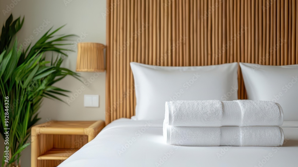 Ecofriendly boutique hotel room with bamboo accents and natural lighting, sustainable luxury Ecofriendly boutique hotel room with bamboo accents and natural lighting, sustainable luxury