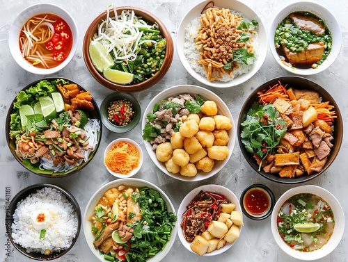 Xoi. The most popular Vietnamese dishes. Sticky rice dishes served with a variety of toppings, such as mung beans, fried shallots, and meats.