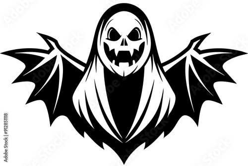 Halloween famine ghost vector logo illustration silhouette design