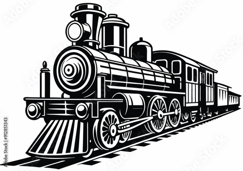 vintage steam locomotive train illustration vector art design