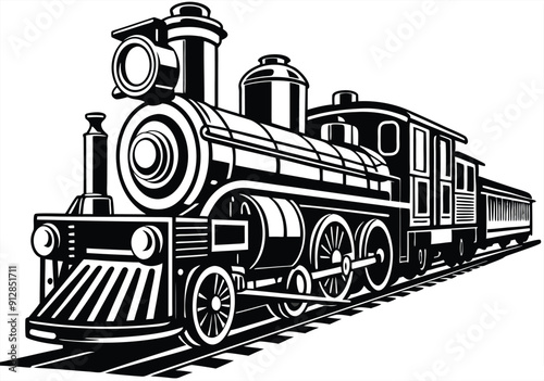 vintage steam locomotive train illustration vector art design