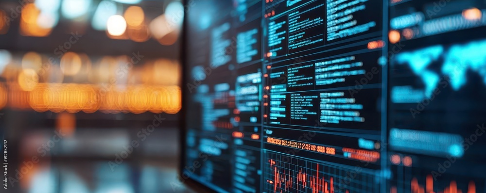Financial technology hub, augmented reality, modern corporate Financial technology hub, augmented reality, modern corporate